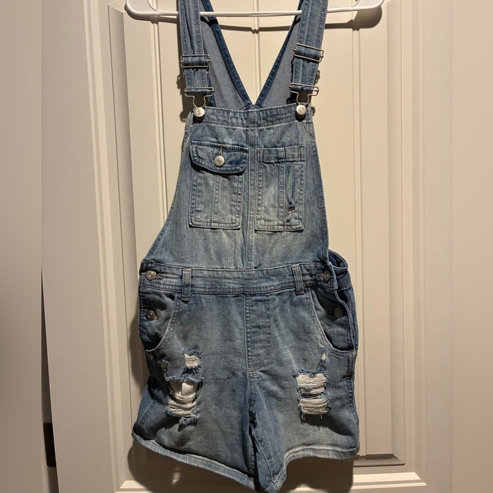 No Boundaries Light Blue Denim Overalls